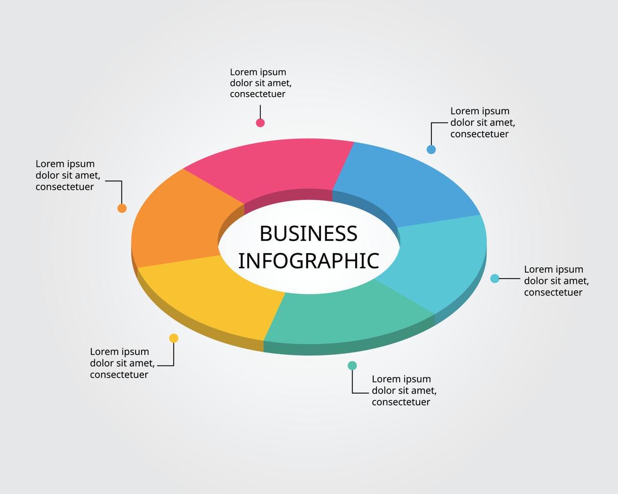 step circle chart template for infographic for presentation for 6 vector