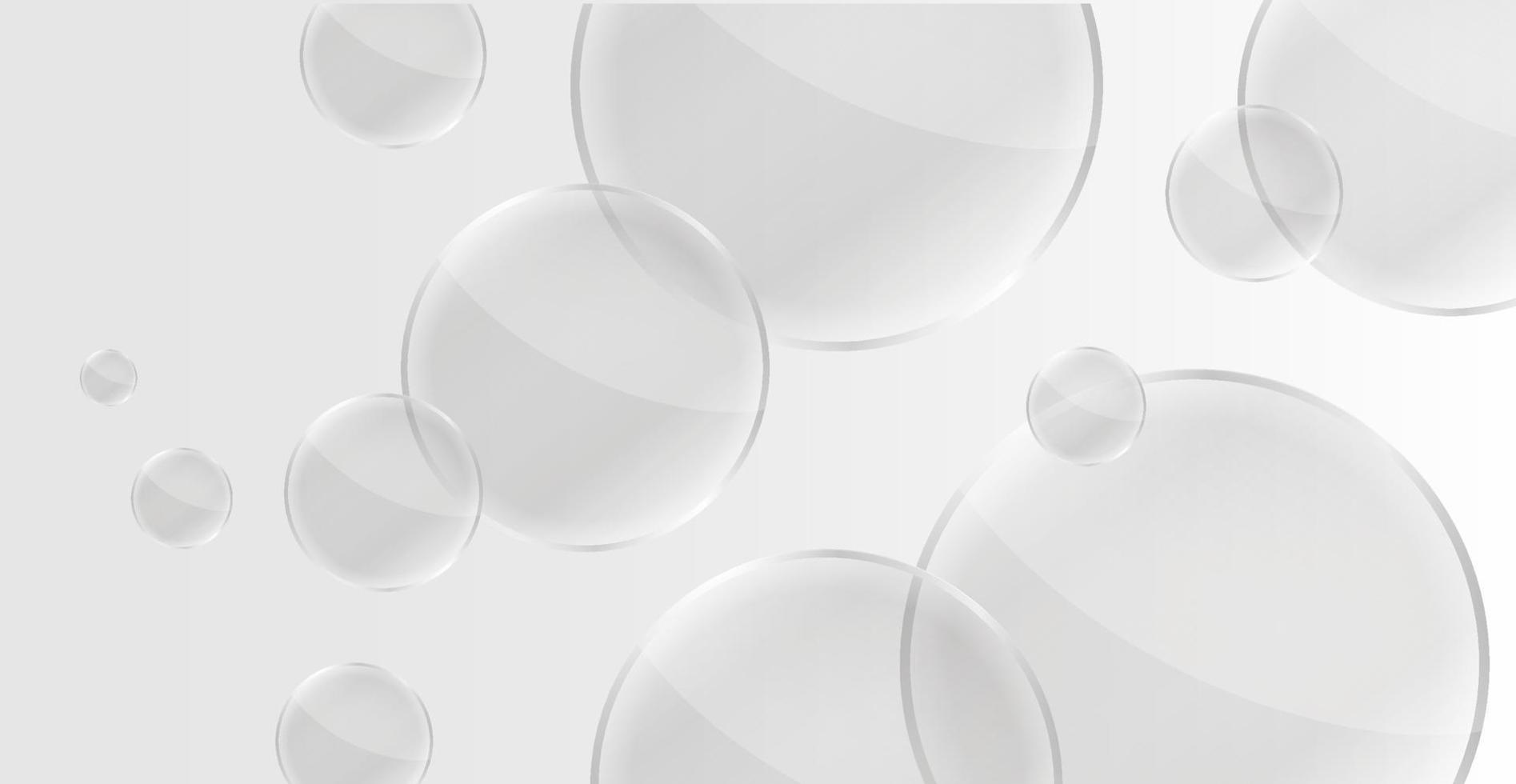 Realistic background with transparent yellow and purple bubbles and reflection effect. vector