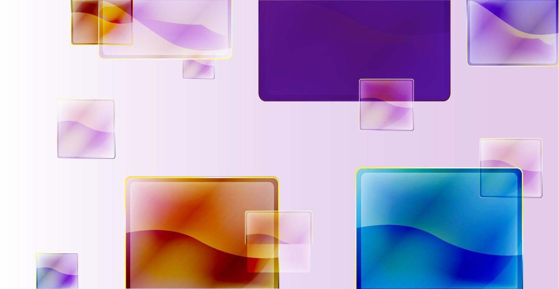 Realistic background with transparent multicolored squares and reflection effect. vector