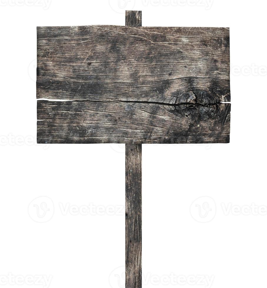 Old wooden sign isolated on white background photo