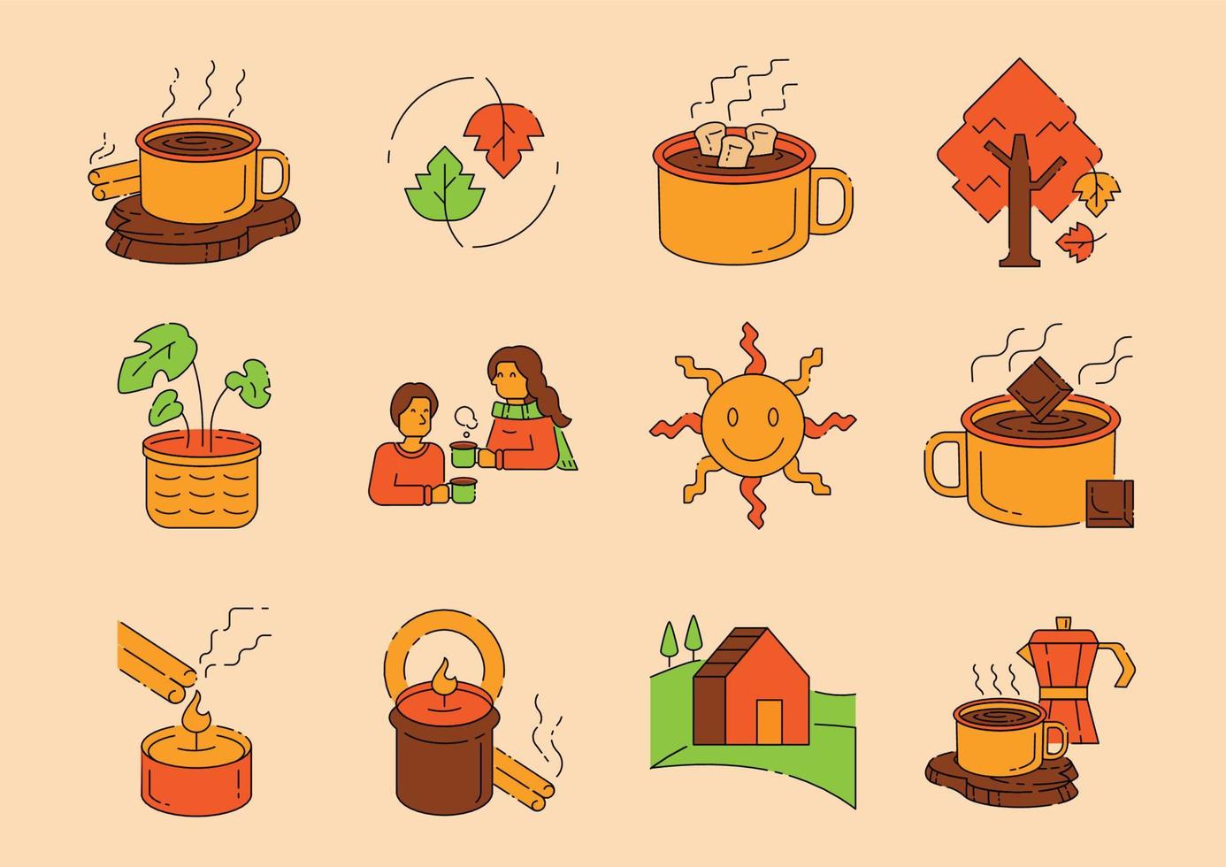 ilustración de bebidas hygge vector