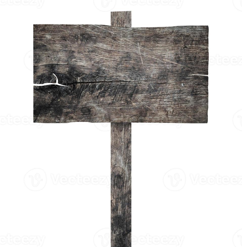 Old wooden sign isolated on white background photo