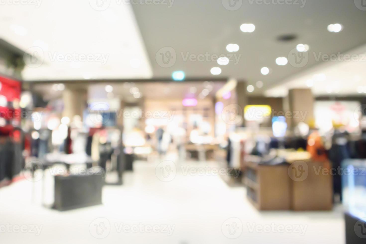 Abstract blur clothing boutique display interior of shopping mall background photo