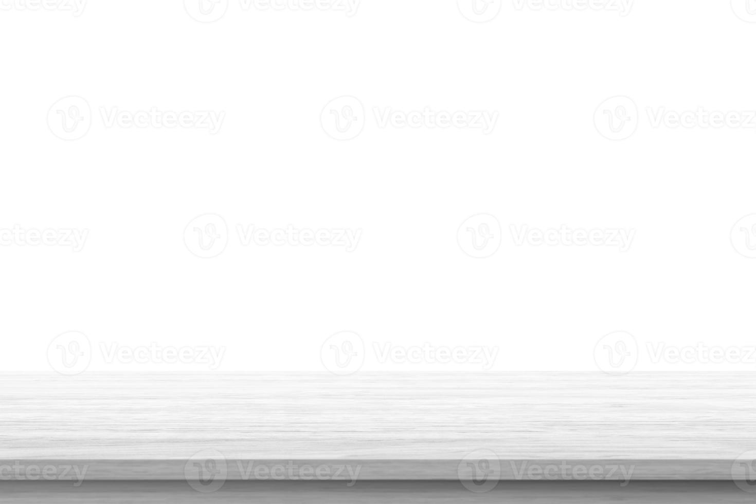 Empty white wooden table top isolated on white background photo