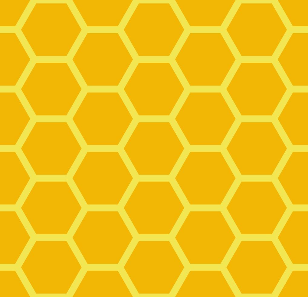 fondo de panal. colmena de patrones sin fisuras. ilustración vectorial del símbolo de textura geométrica plana. hexágono, trama hexagonal, signo o icono de celda de mosaico. colmena de abejas de miel, amarillo anaranjado dorado. vector