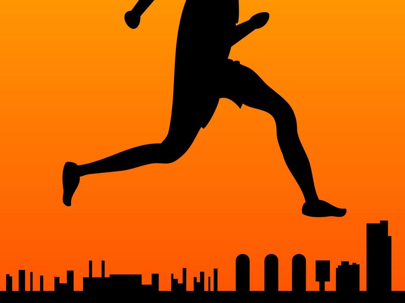 Evening running flat design vector illustration