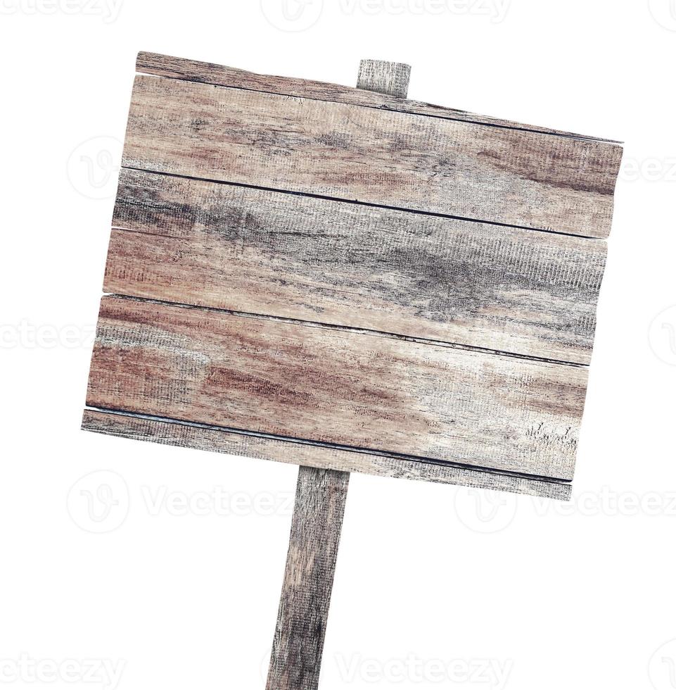 Old wooden sign isolated on white background photo