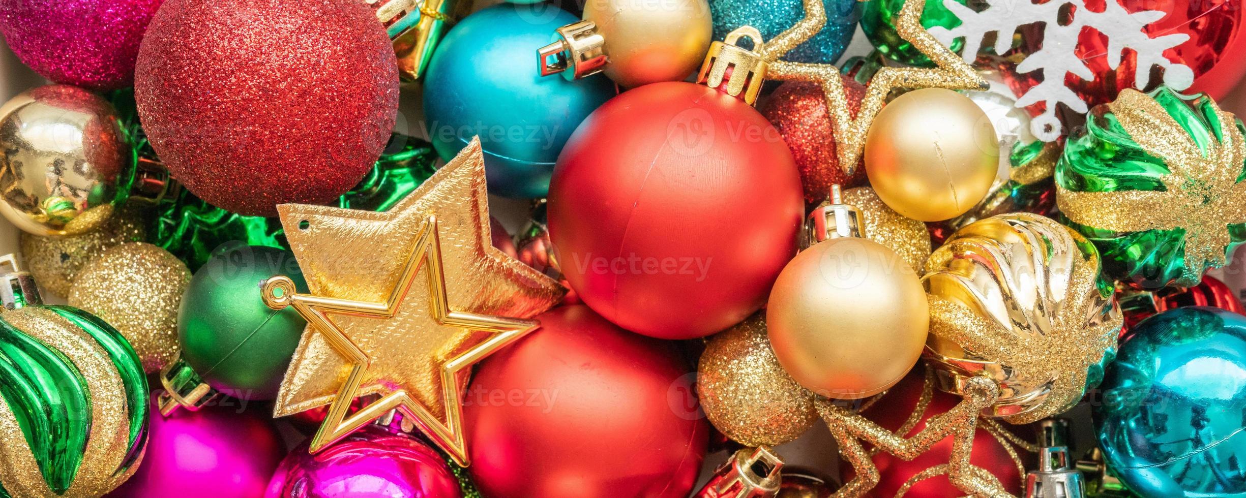 Christmas ball baubles ornament new year banner background photo