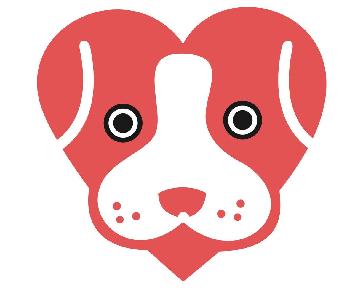 logotipo de amor en combinación con cabeza de perro vector