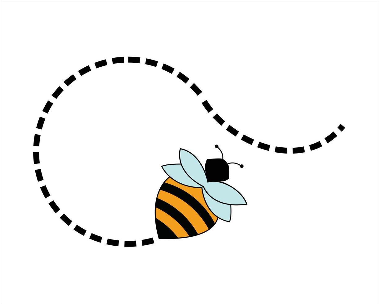 flying bee looks cute logo vector
