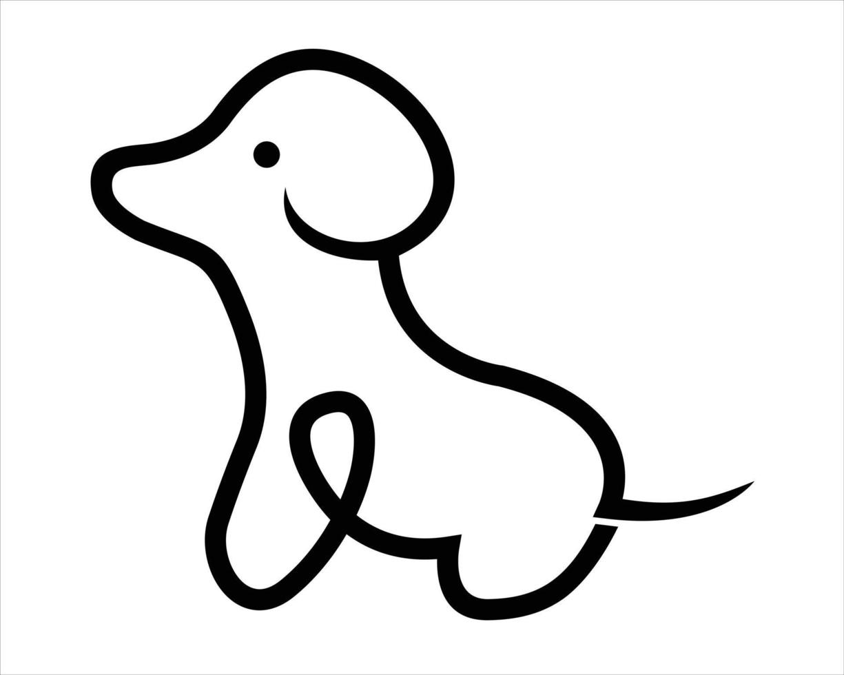 simple cute dog logo outline vector