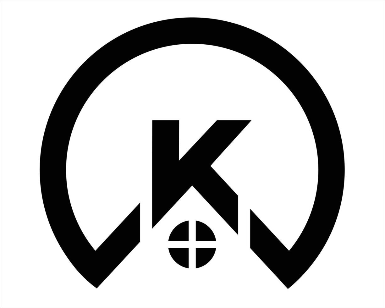 letter K with house logo vector