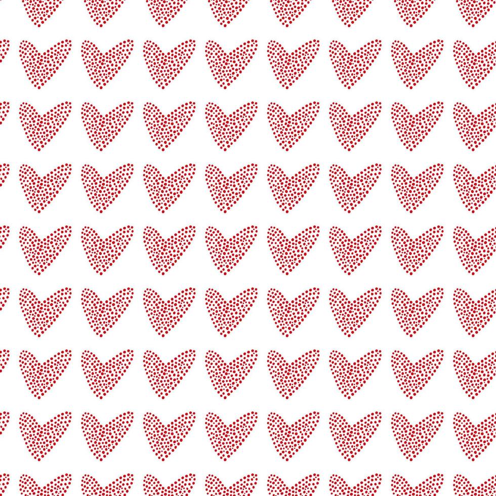 Cute hand drawn Valentine's hearts seamless pattern. Decorative doodle love heart shape in sketch style. Scribble ink hearts polka dot for wedding design, wrapping, ornate and greeting cards vector