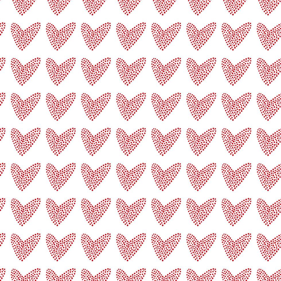Cute hand drawn Valentine's hearts seamless pattern. Decorative doodle love heart shape in sketch style. Scribble ink hearts polka dot for wedding design, wrapping, ornate and greeting cards vector