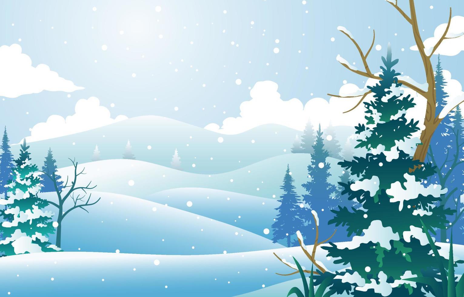 fondo hermoso paisaje de invierno vector