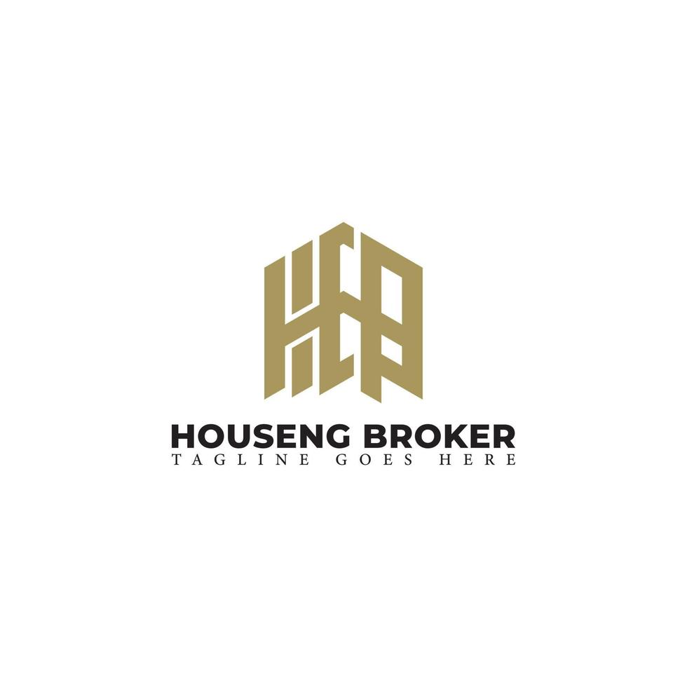 Abstract initial letter HB or BH logo in gold color isolated in white background applied for real estate broker logo also suitable for the brands or companies have initial name BH or HB. vector