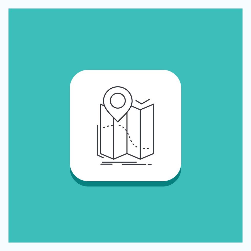 Round Button for gps. location. map. navigation. route Line icon Turquoise Background vector
