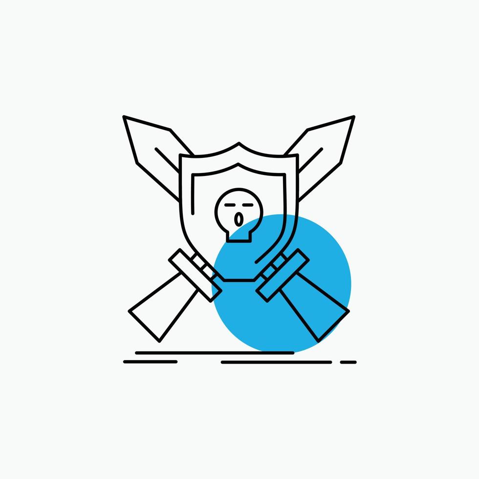 Badge. emblem. game. shield. swords Line Icon vector
