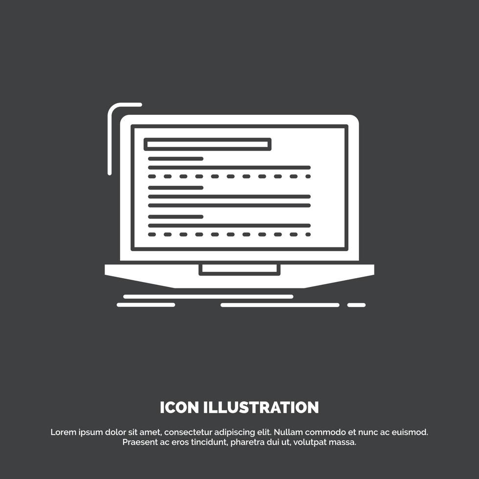Code. coding. computer. monoblock. laptop Icon. glyph vector symbol for UI and UX. website or mobile application