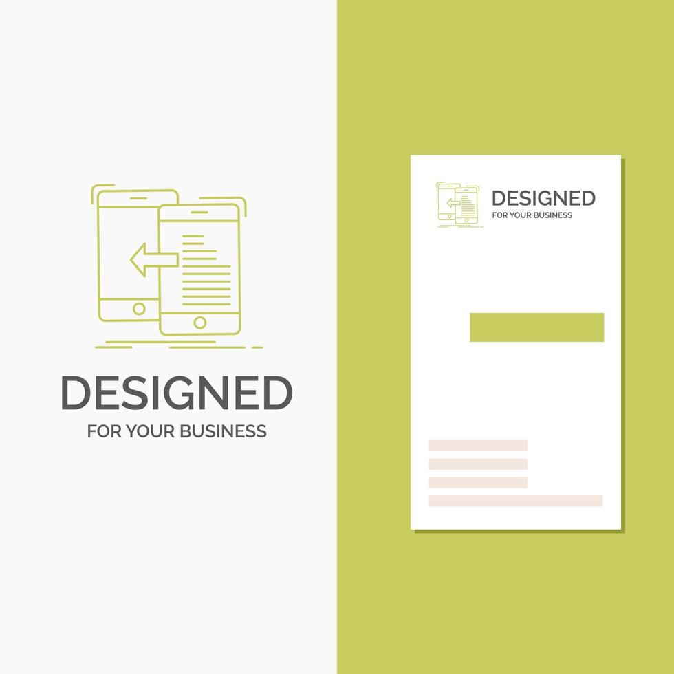Business Logo for data. transfer. mobile. management. Move. Vertical Green Business .Visiting Card template. Creative background vector illustration