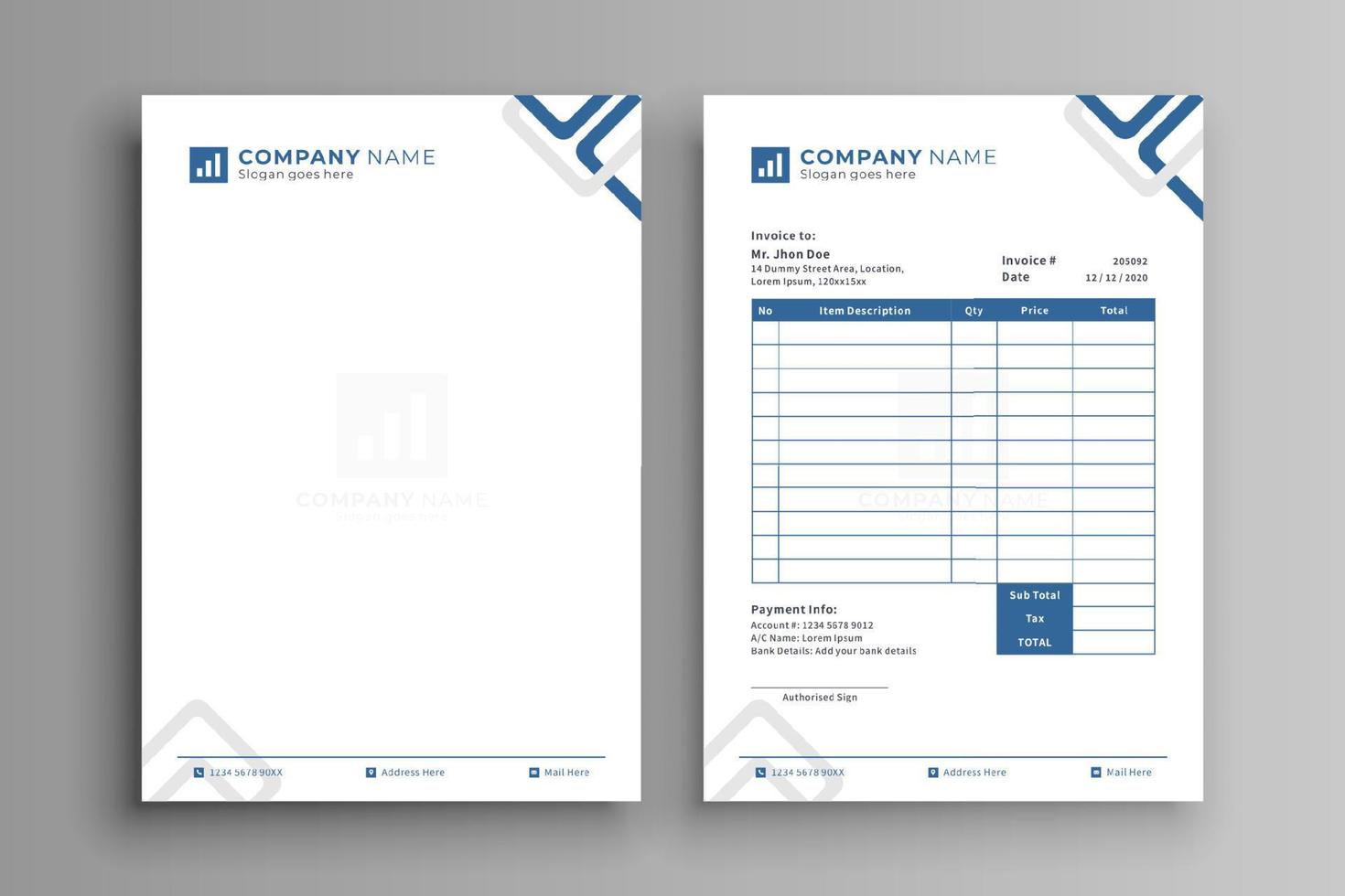 Modern Business Letterhead and Invoice Design Template vector