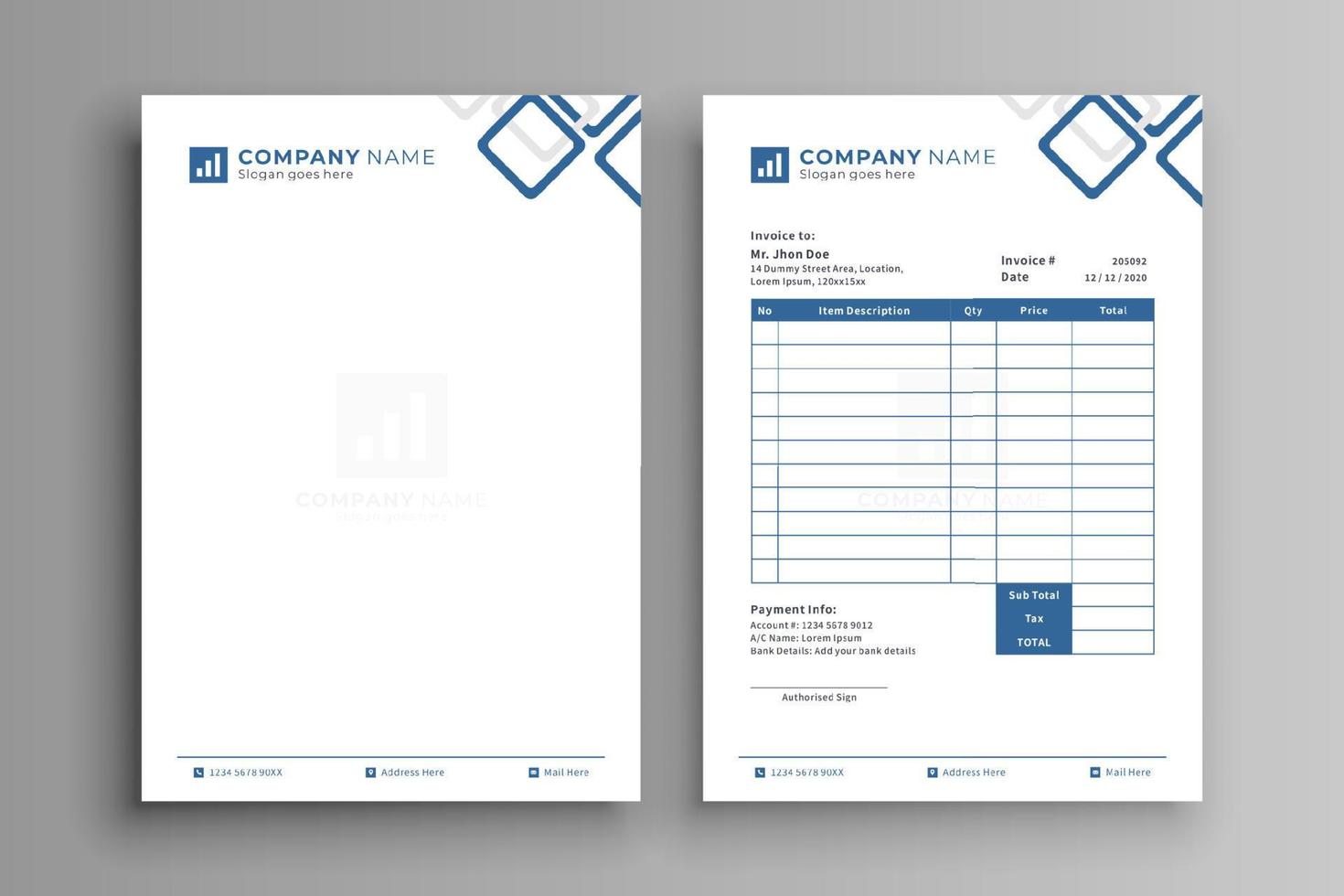 Modern Business Letterhead and Invoice Design Template vector