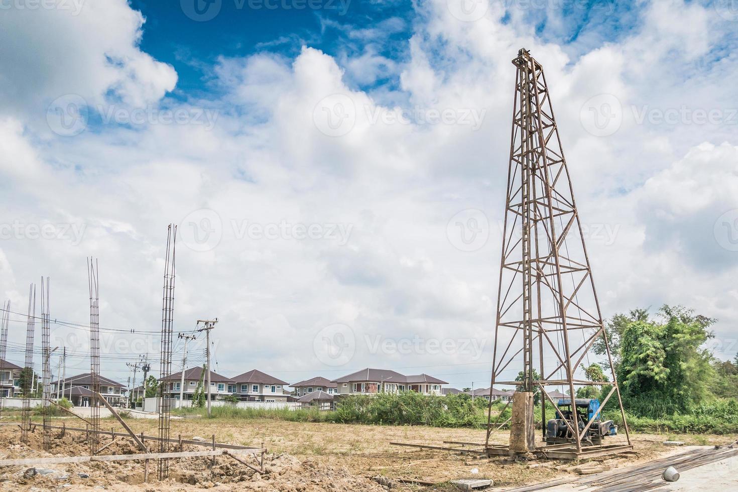 pile driver at construction site photo