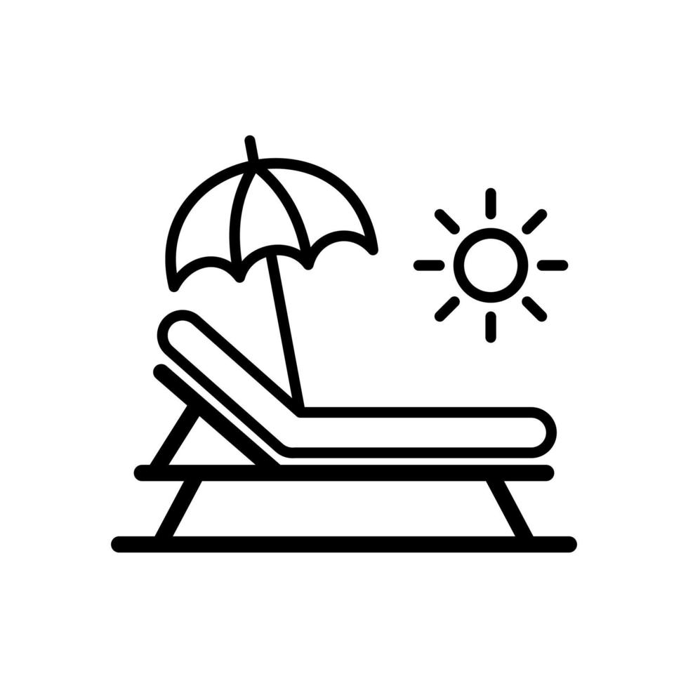 icono de contorno de silla de playa vector