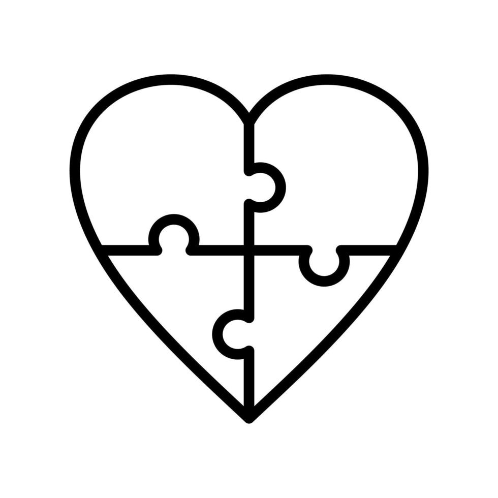 heart puzzle outline icon vector