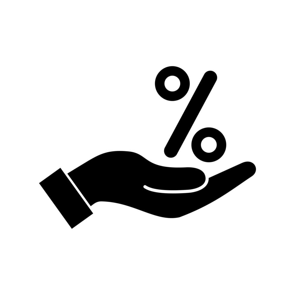 Percent sign in hand icon vector