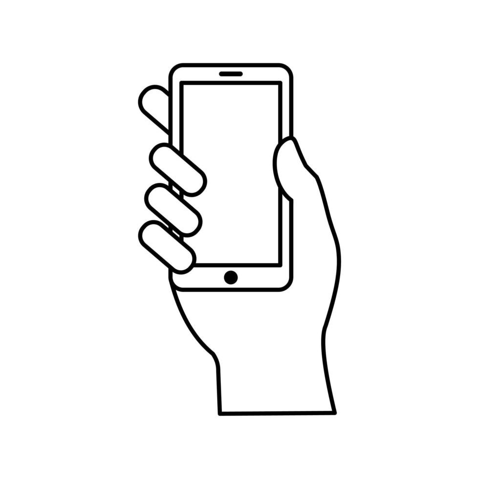 Hand hold smartphone icon vector