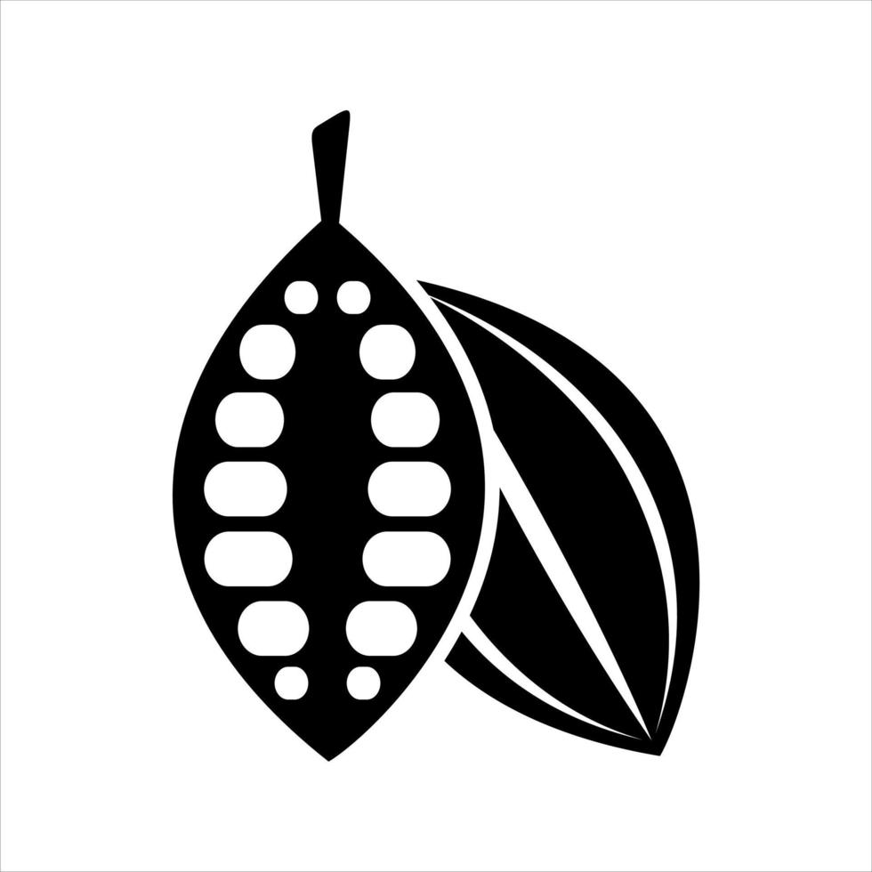 icono plano de granos de cacao vector