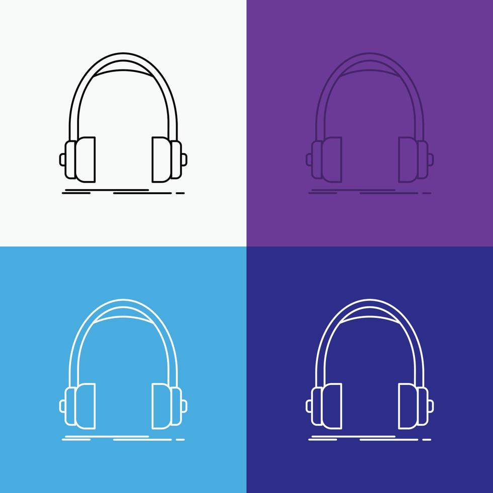 audio, auriculares, auriculares, monitor, icono de estudio sobre varios antecedentes. diseño de estilo de línea, diseñado para web y aplicación. eps 10 ilustración vectorial vector