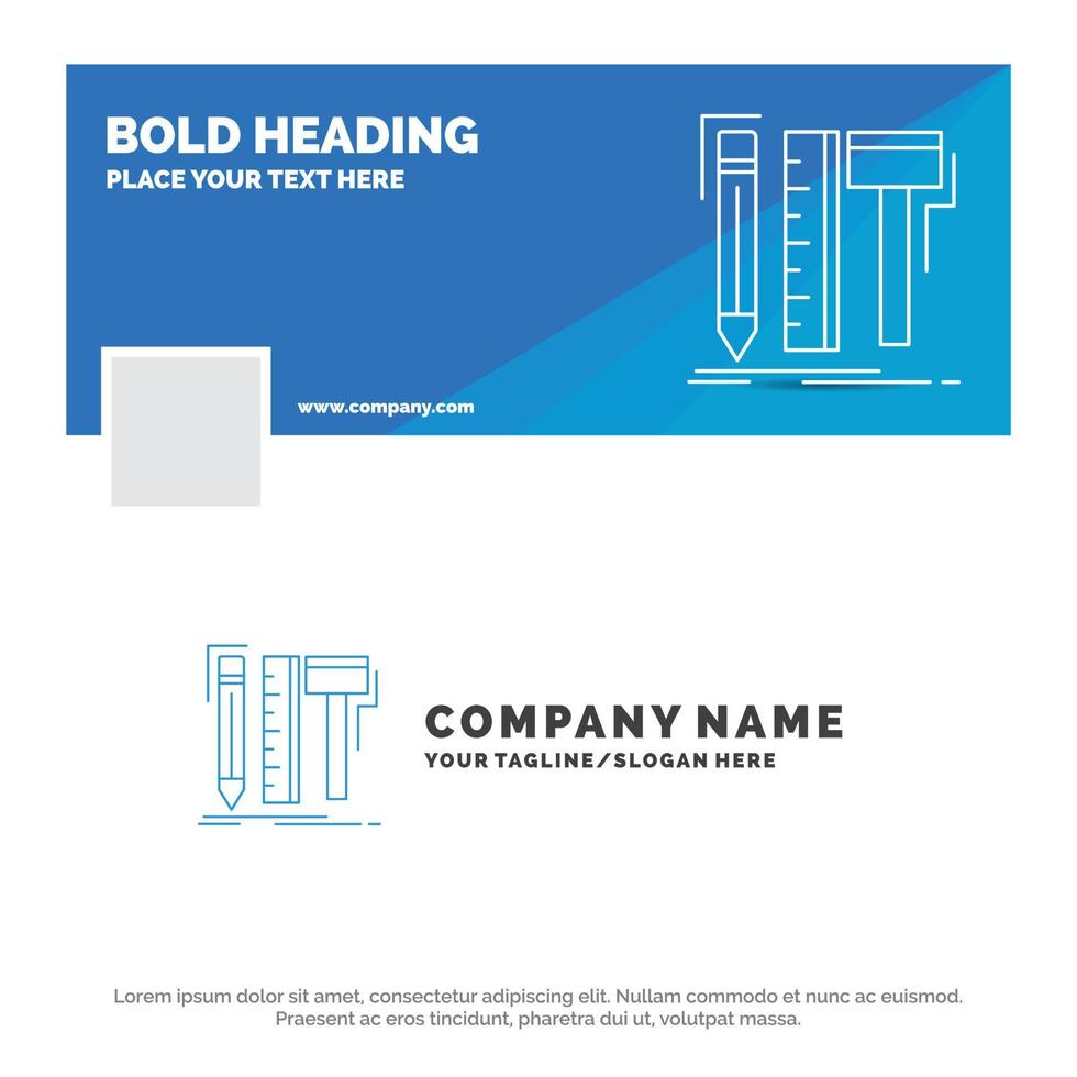 Blue Business Logo Template for Design. designer. digital. tools. pencil. Facebook Timeline Banner Design. vector web banner background illustration