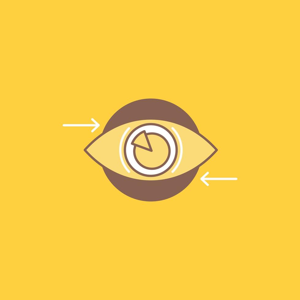 negocio, ojo, marketing, visión, plan lleno de línea plana icono. hermoso botón de logotipo sobre fondo amarillo para ui y ux, sitio web o aplicación móvil vector