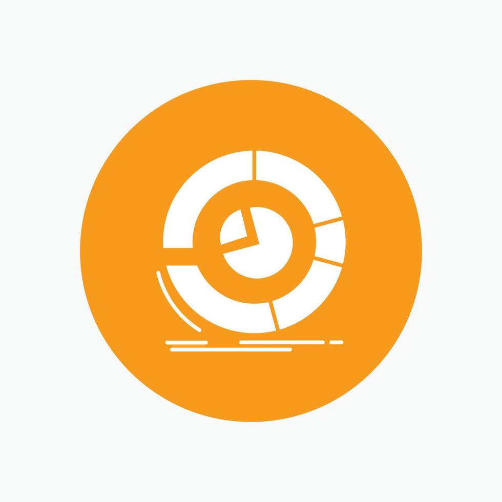 Analysis. analytics. business. diagram. pie chart White Glyph Icon in Circle. Vector Button illustration