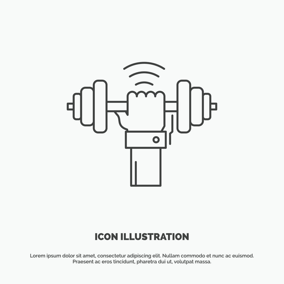 Dumbbell. gain. lifting. power. sport Icon. Line vector gray symbol for UI and UX. website or mobile application