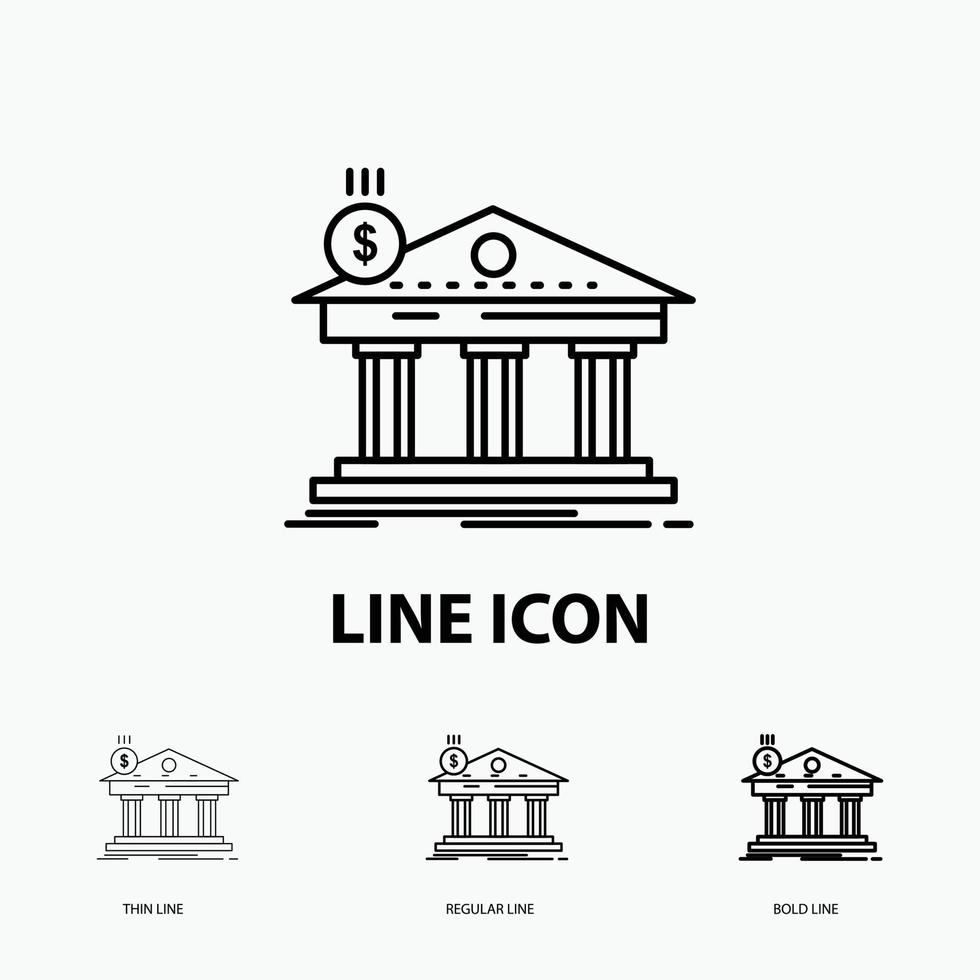 Architecture. bank. banking. building. federal Icon in Thin. Regular and Bold Line Style. Vector illustration