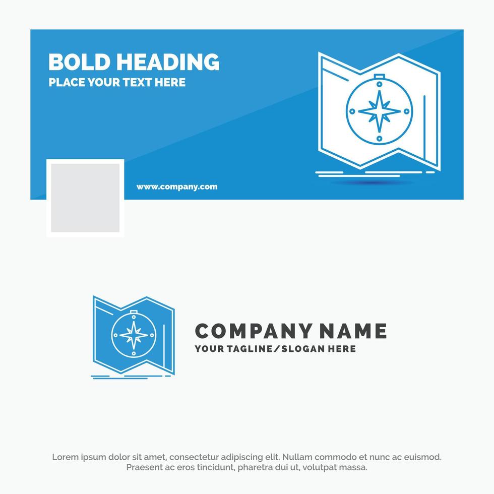 Blue Business Logo Template for Direction. explore. map. navigate. navigation. Facebook Timeline Banner Design. vector web banner background illustration