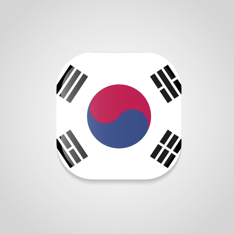 South Korea Flag Design Round Button vector