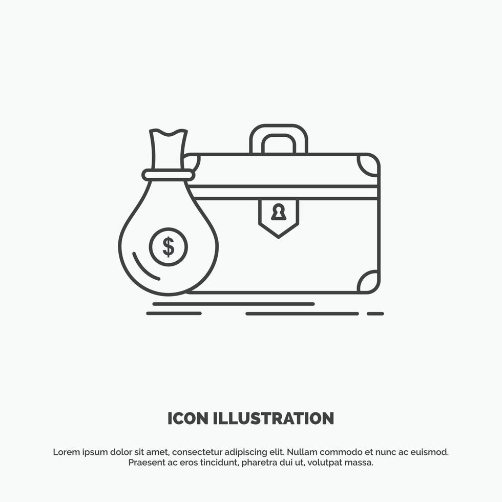 briefcase. business. case. open. portfolio Icon. Line vector gray symbol for UI and UX. website or mobile application