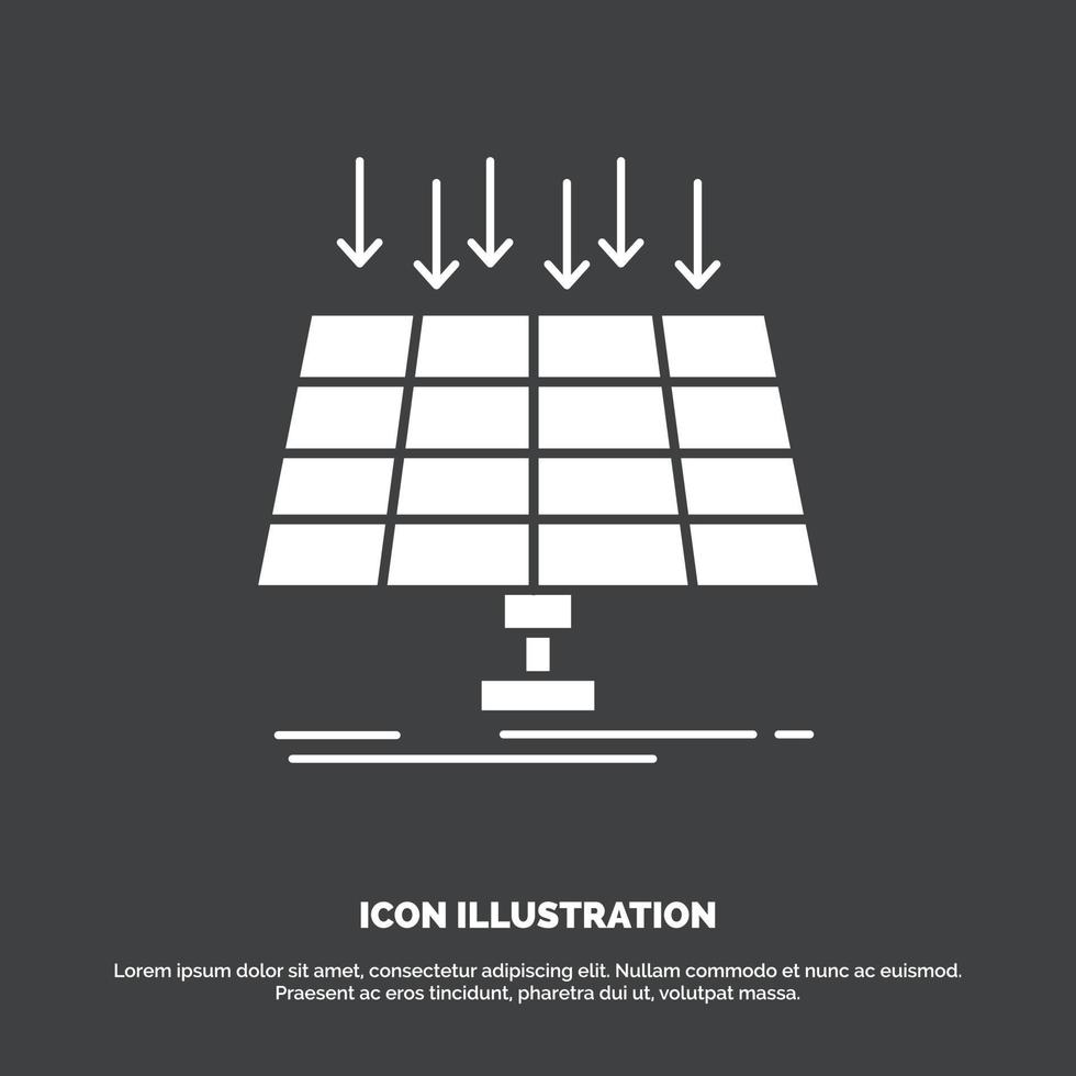 solar. panel. energía. tecnología. icono de ciudad inteligente. símbolo de vector de glifo para ui y ux. sitio web o aplicación móvil