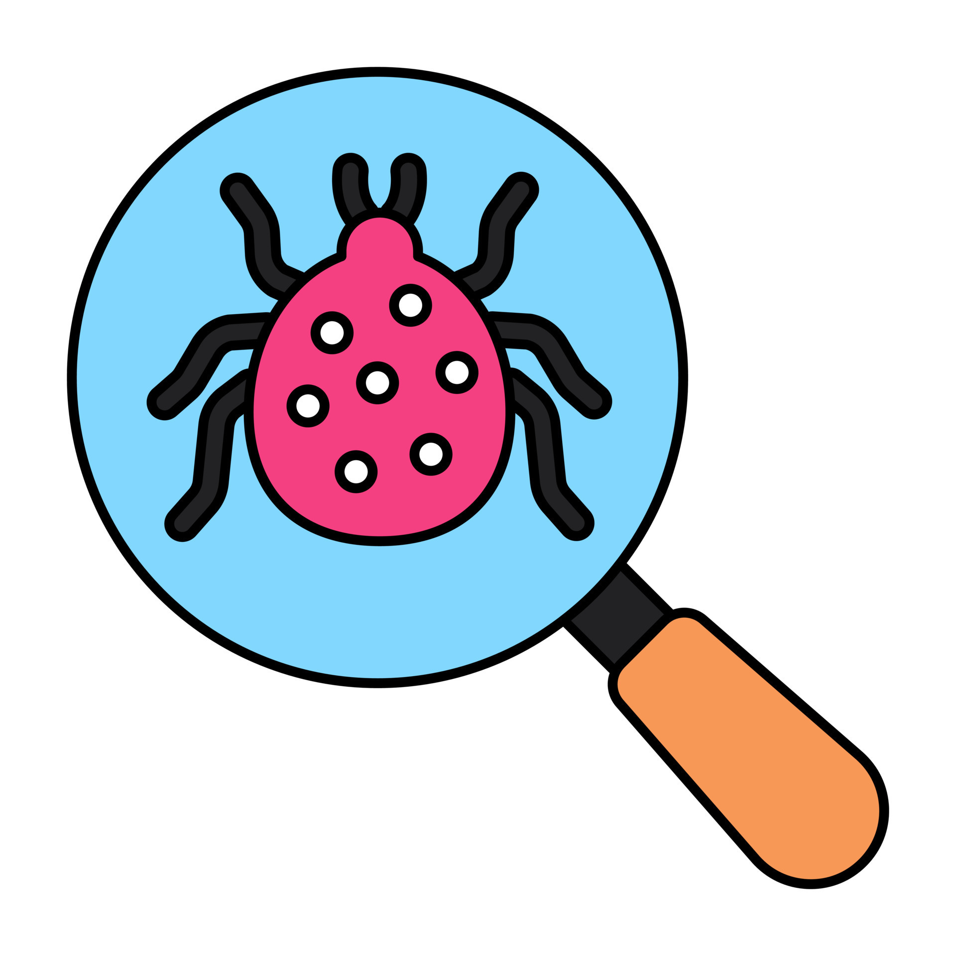 Virus under magnifying glass, debugging 12802647 Vector Art at Vecteezy