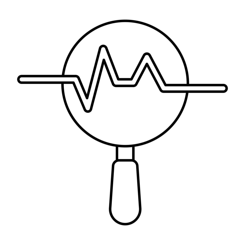 un icono de análisis de datos, gráfico de polilínea bajo lupa vector