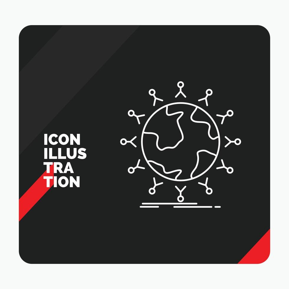 Red and Black Creative presentation Background for global. student. network. globe. kids Line Icon vector