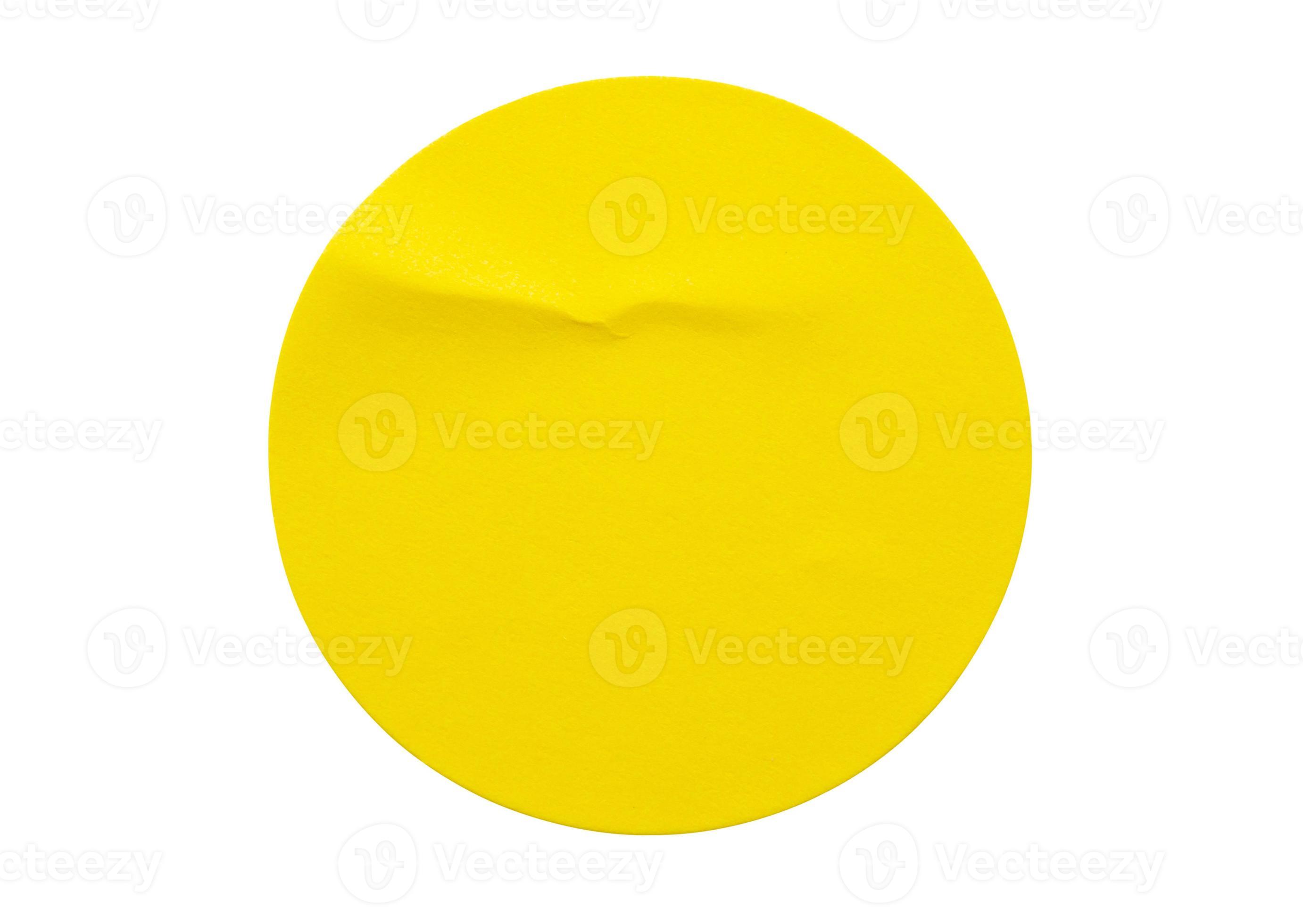 Yellow round paper sticker label isolated on white background 12802879