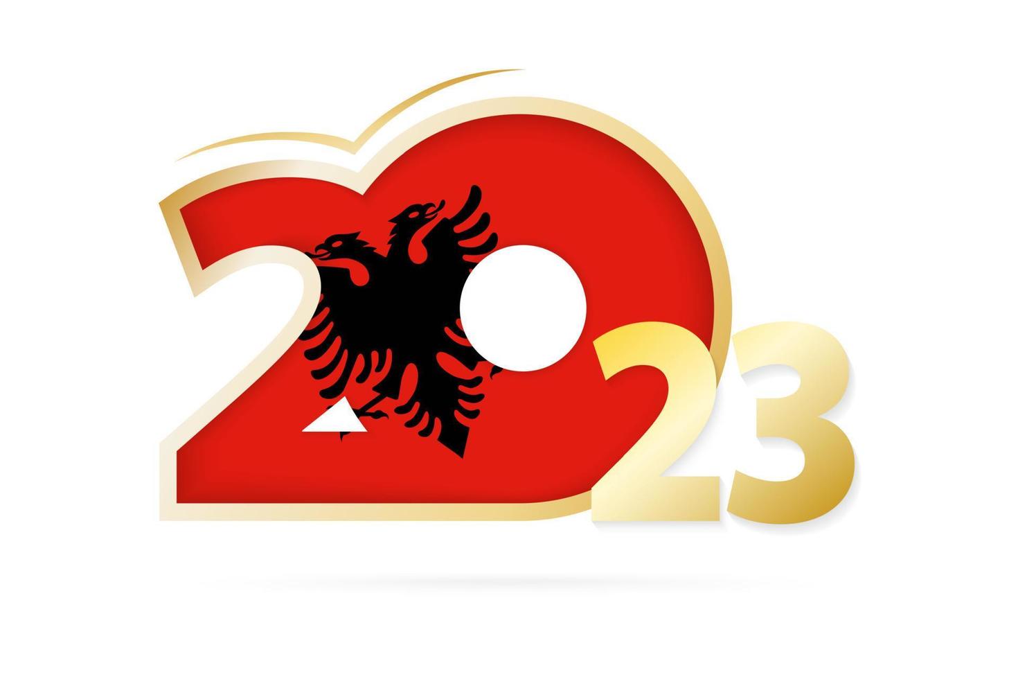año 2023 con patrón de bandera de albania. vector