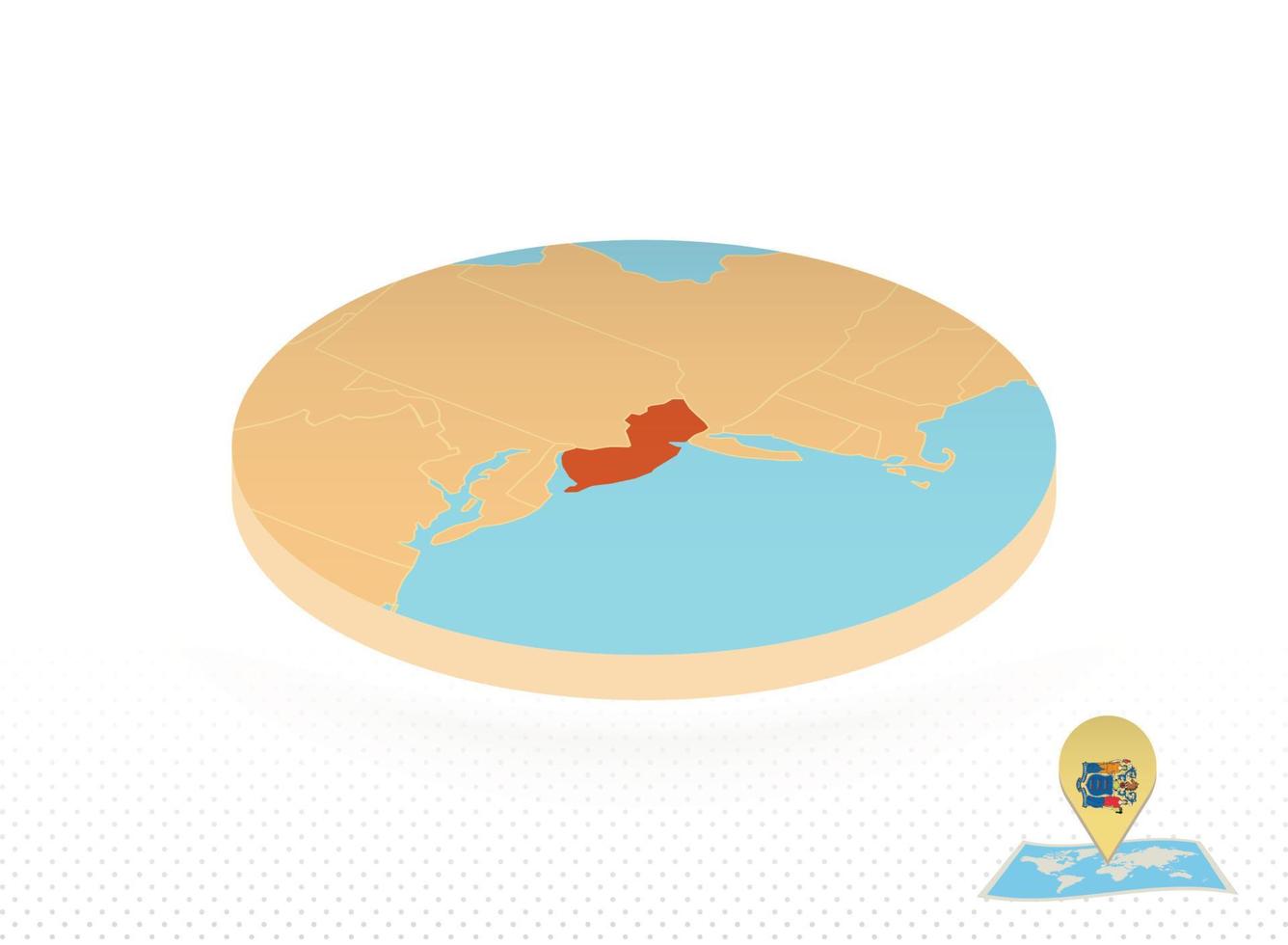 New Jersey state map designed in isometric style, orange circle map. vector