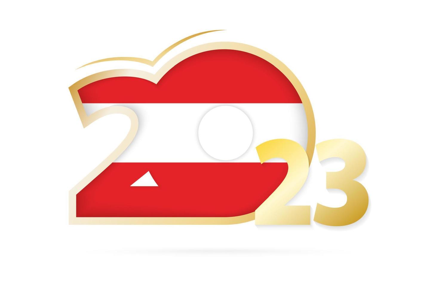 Year 2023 with Austria Flag pattern. vector