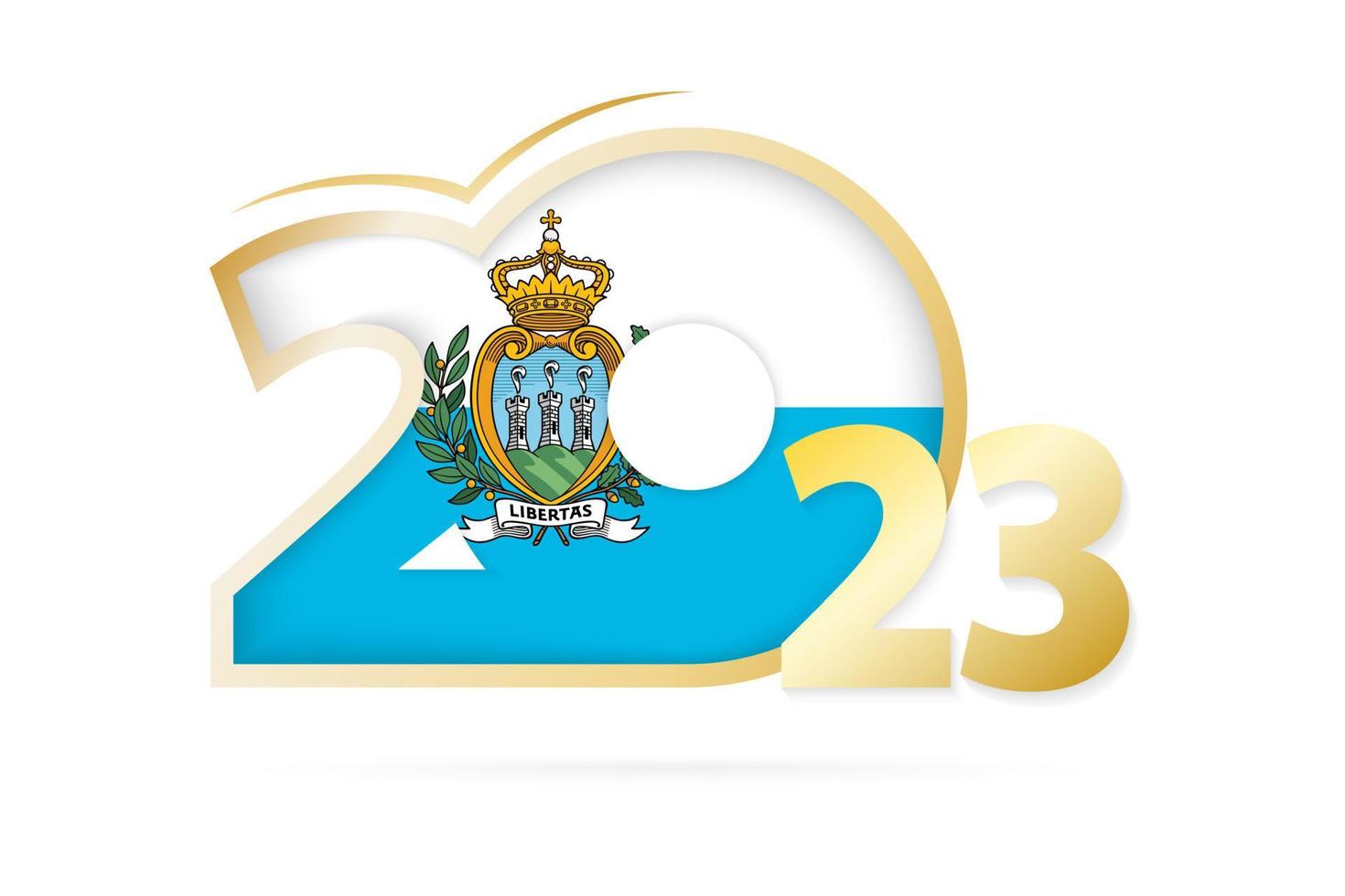 Year 2023 with San Marino Flag pattern. vector